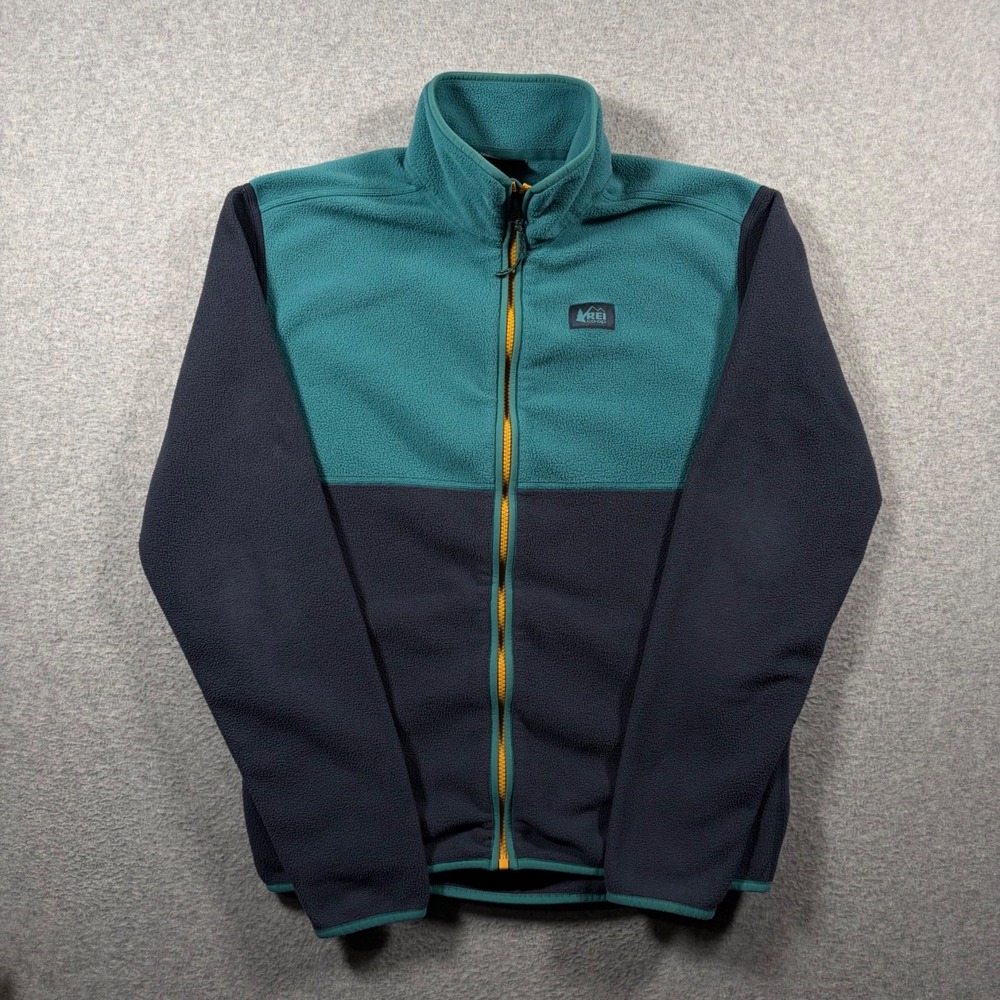 REI Co-op Trailmade Fleece Jacket Mens Small Blue Colorblock Full Zip 216851